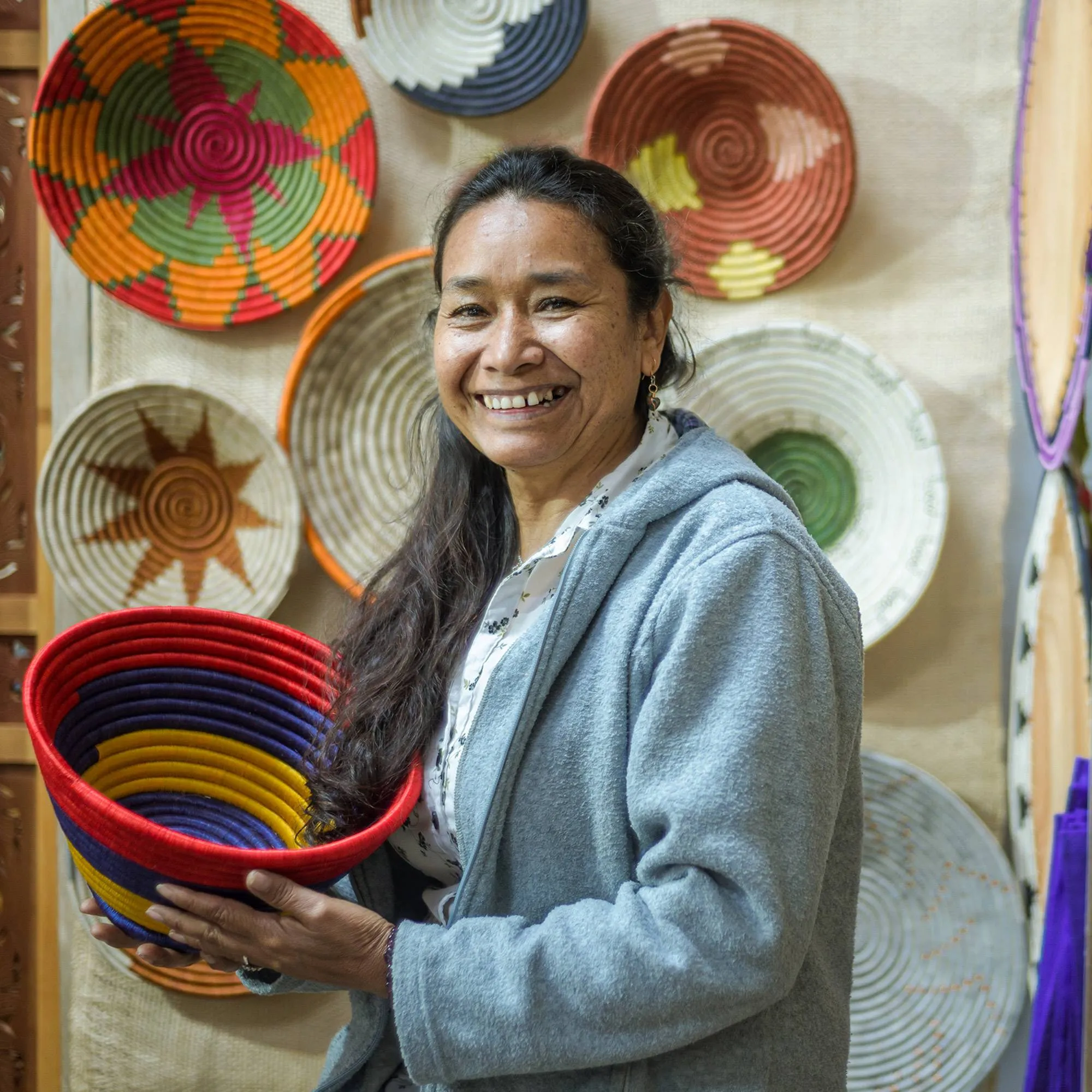 Handcrafted Colorful Natural Fiber Decorative Bowl - Guacamayas Festival | NOVICA