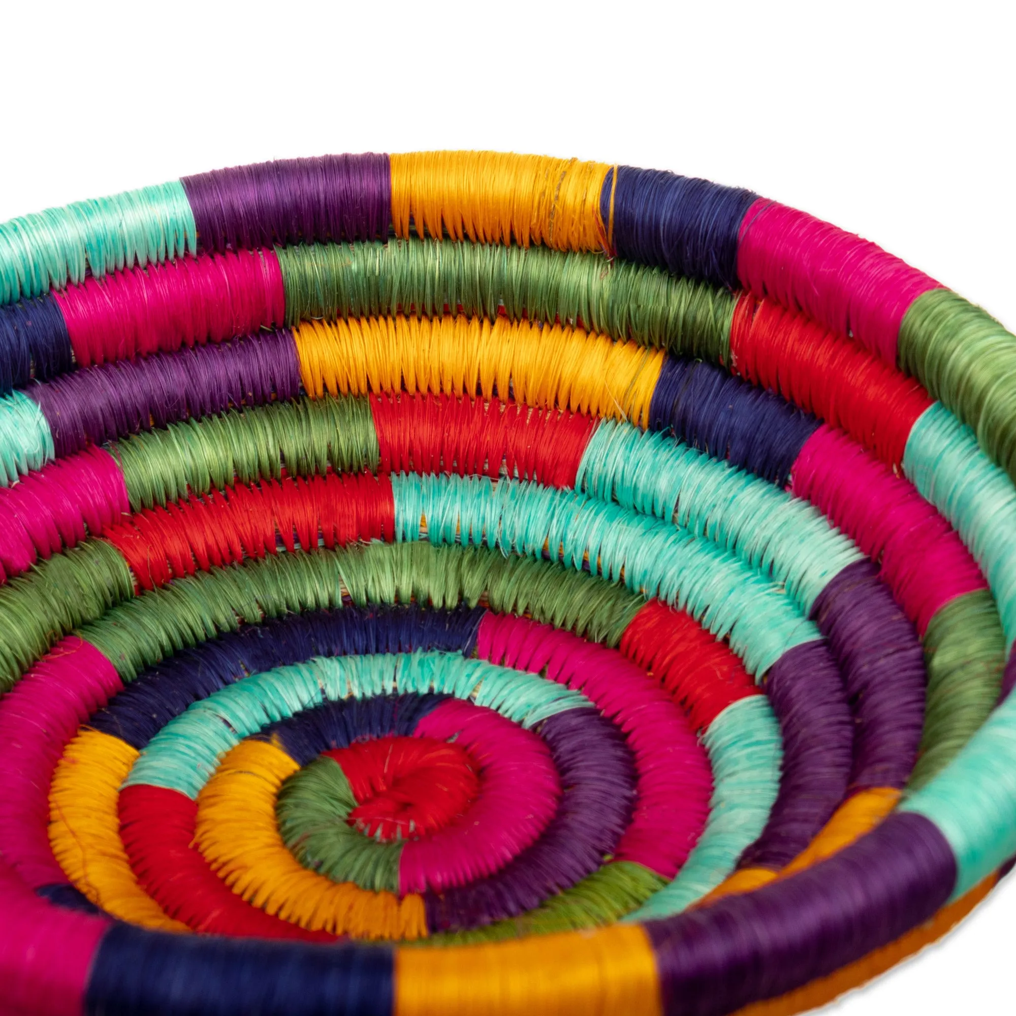 Handcrafted Colorful Natural Fiber Decorative Bowl - Guacamayas Festival | NOVICA