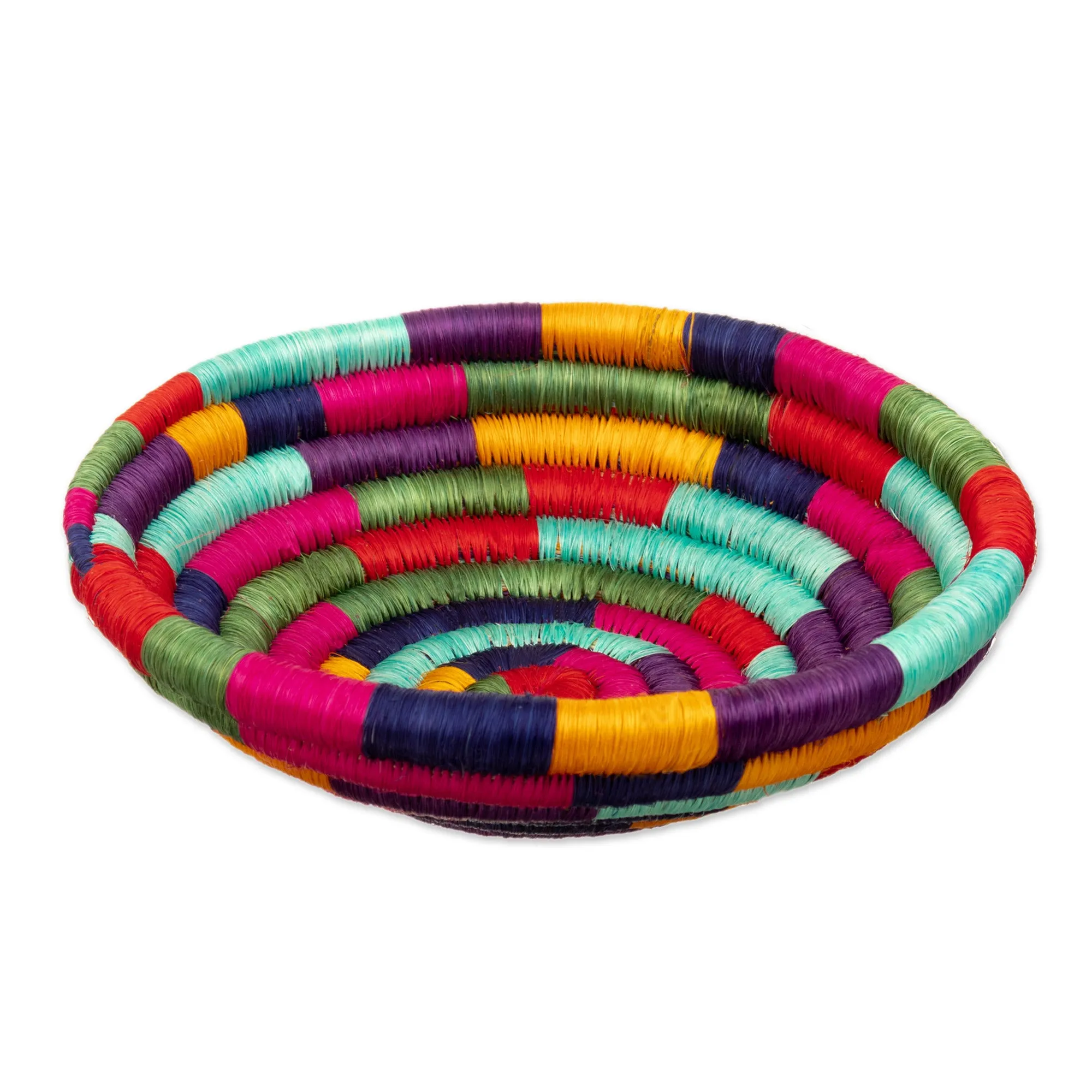 Handcrafted Colorful Natural Fiber Decorative Bowl - Guacamayas Festival | NOVICA