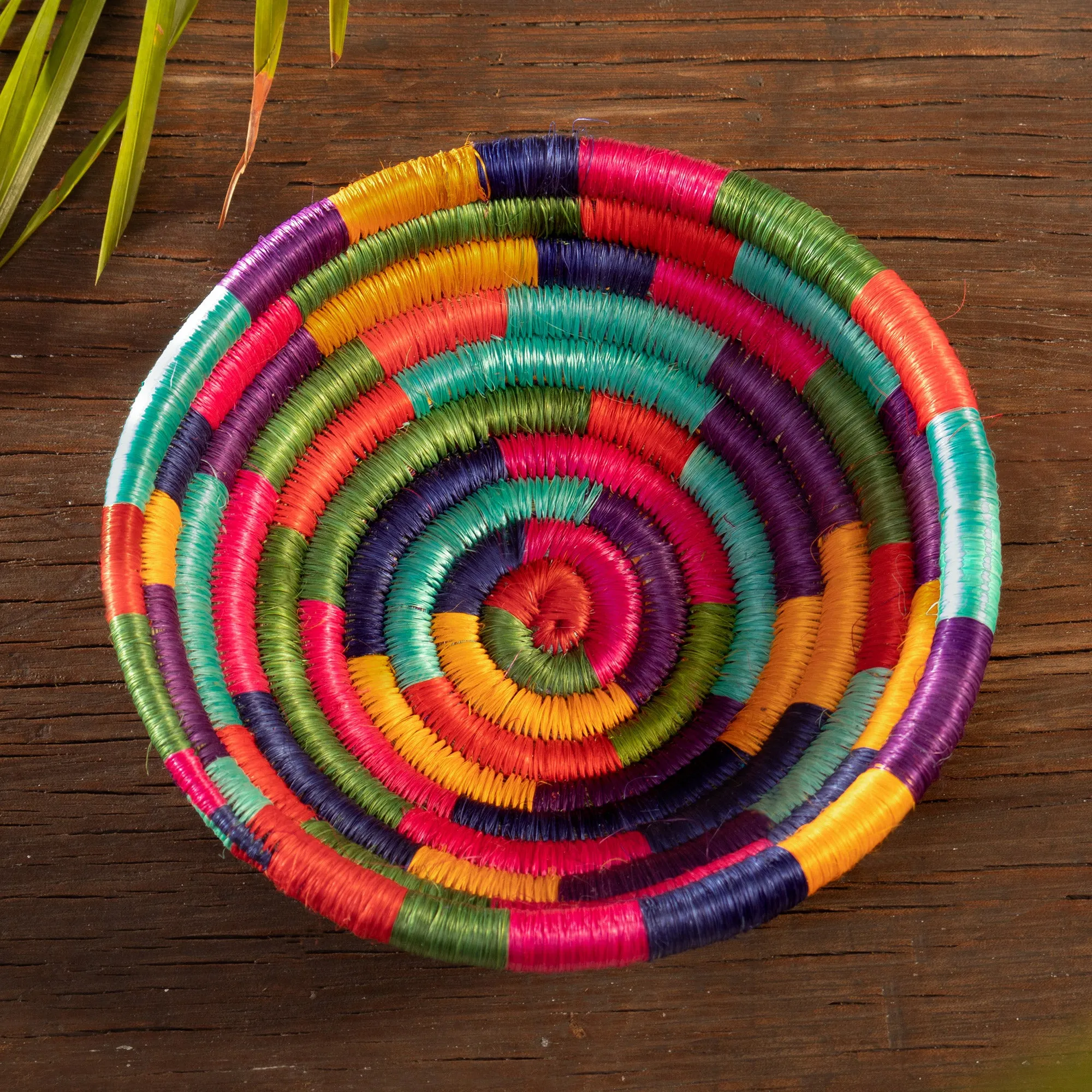 Handcrafted Colorful Natural Fiber Decorative Bowl - Guacamayas Festival | NOVICA