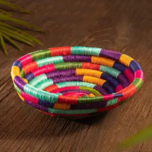 Handcrafted Colorful Natural Fiber Decorative Bowl - Guacamayas Festival | NOVICA