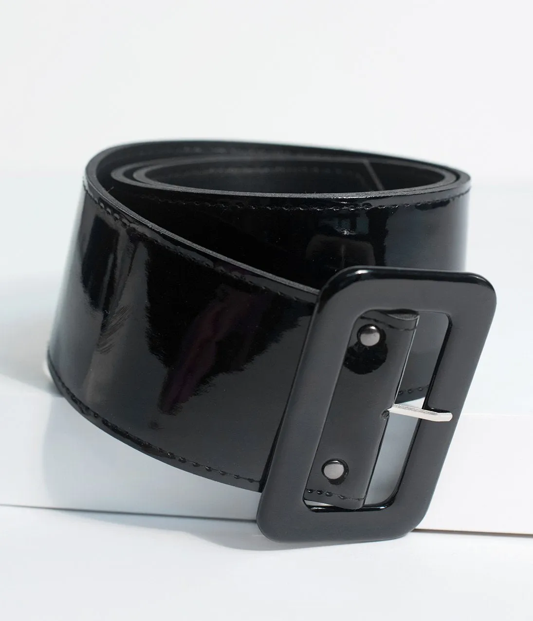 Hell Bunny 1950s Style Black Patent Leather Kailey Belt