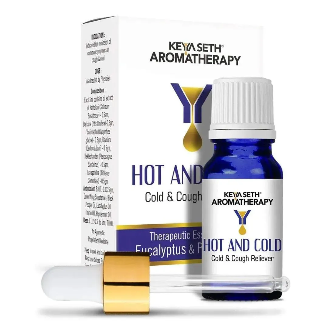Hot and Cold-Congestion Reliever Steam Inhaler- Prevents Cold and Cough, Flu - Natural Therapeutic Essential Oil Blend Eucalyptus & Peppermint