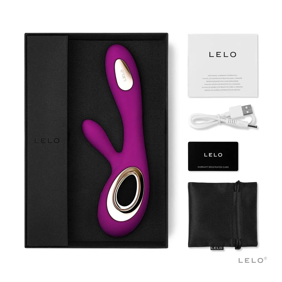 LELO Soraya Wave Rabbit Dildo In Deep Rose
