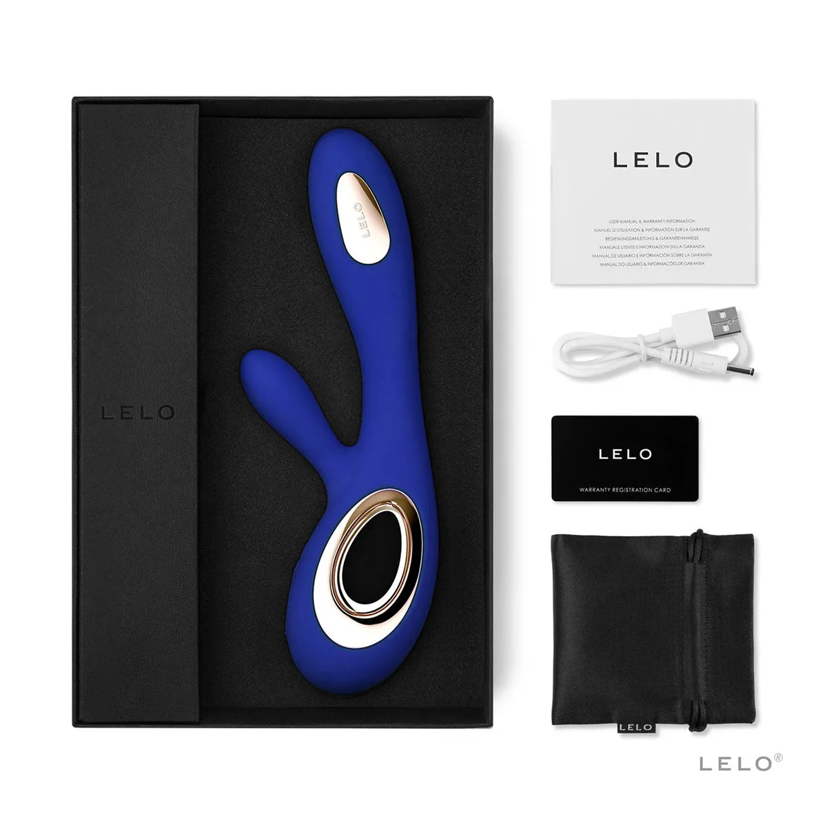 LELO Soraya Wave Rabbit Dildo In Midnight Blue