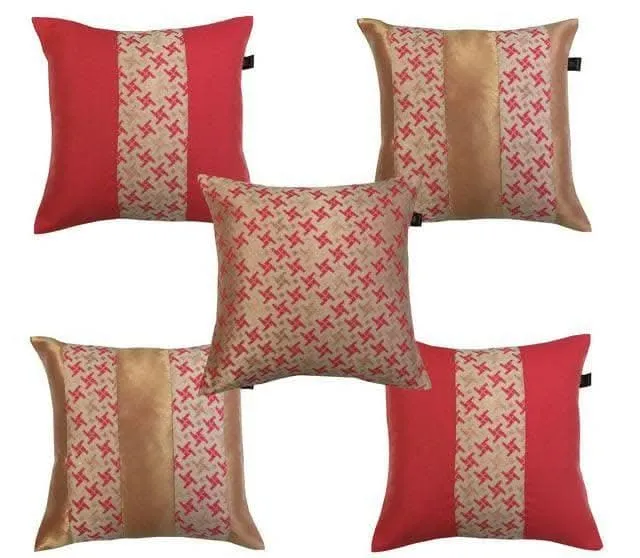 Lushomes Cushion Cover Set, sofa pillow cover, Boho Cushion Covers (16x16) - Set of 5