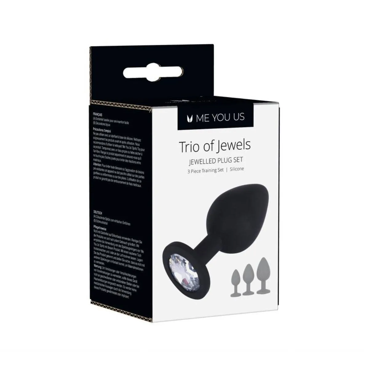 Me You Us Trio Of Jewels Jewelled Butt Plug Set Black
