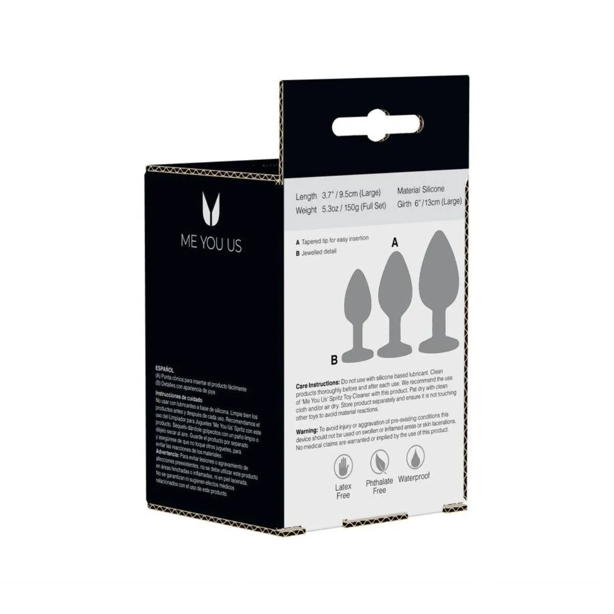 Me You Us Trio Of Jewels Jewelled Butt Plug Set Black