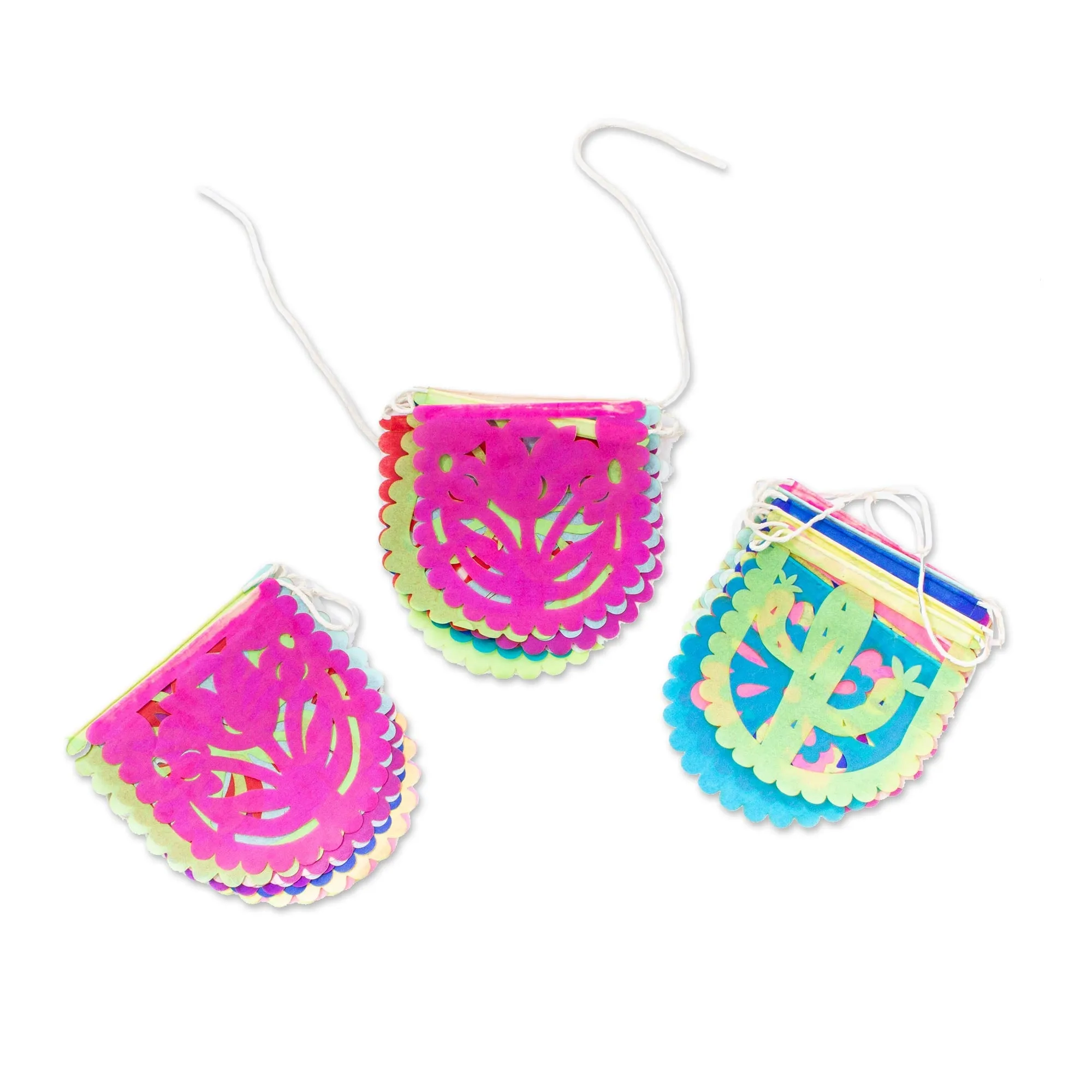 Mini Mexican Tissue Paper Party Garlands (Set of 3) - Tierra Nativa | NOVICA