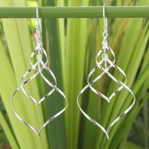 Modern Sterling Silver Dangle Earrings - Chiang Mai Chimes | NOVICA