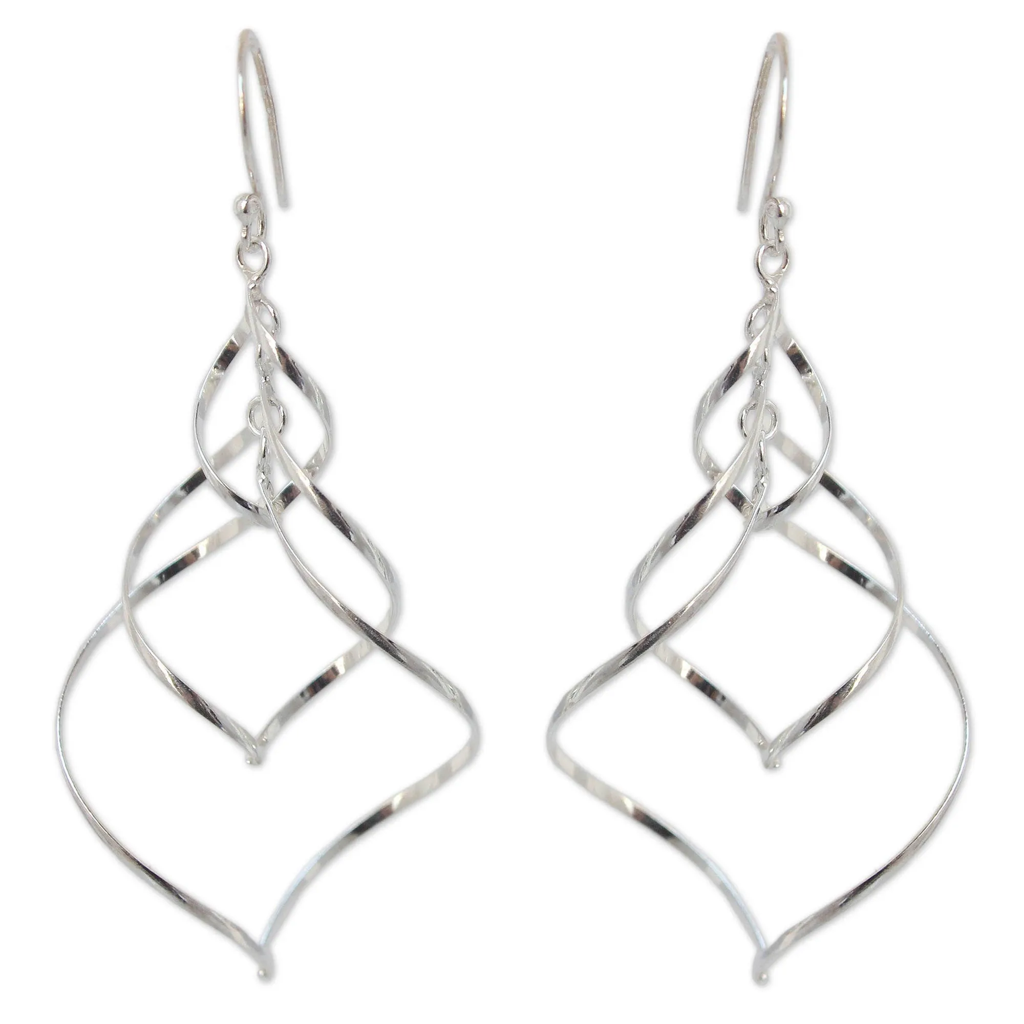 Modern Sterling Silver Dangle Earrings - Chiang Mai Chimes | NOVICA