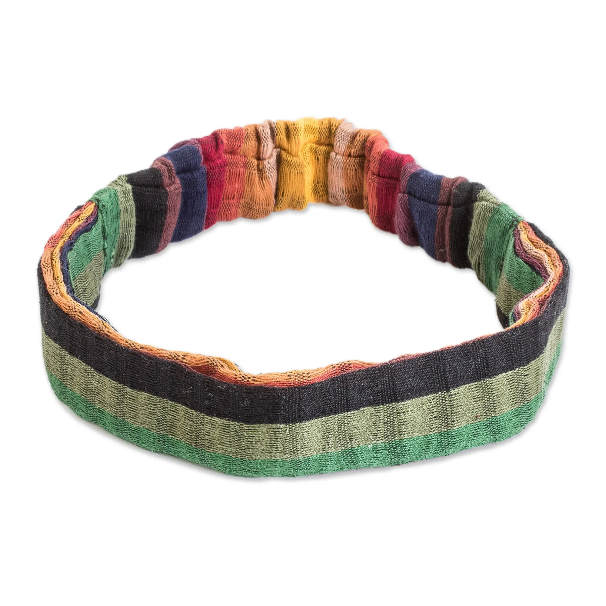 Multicolored Cotton Headband Hand-Woven in Guatemala - Rainbow Warmth | NOVICA