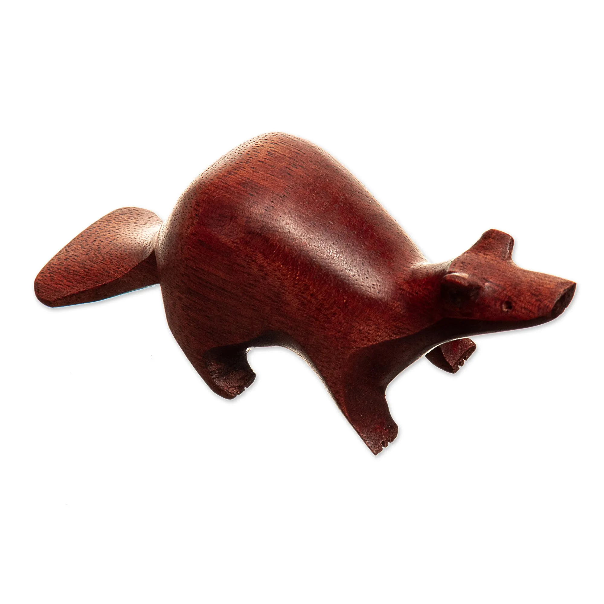 Otter Mini Figurine Hand-Carved in Palo Sangre Wood - Playful Otter | NOVICA