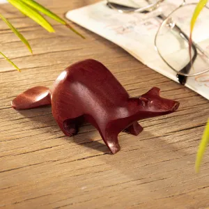 Otter Mini Figurine Hand-Carved in Palo Sangre Wood - Playful Otter | NOVICA