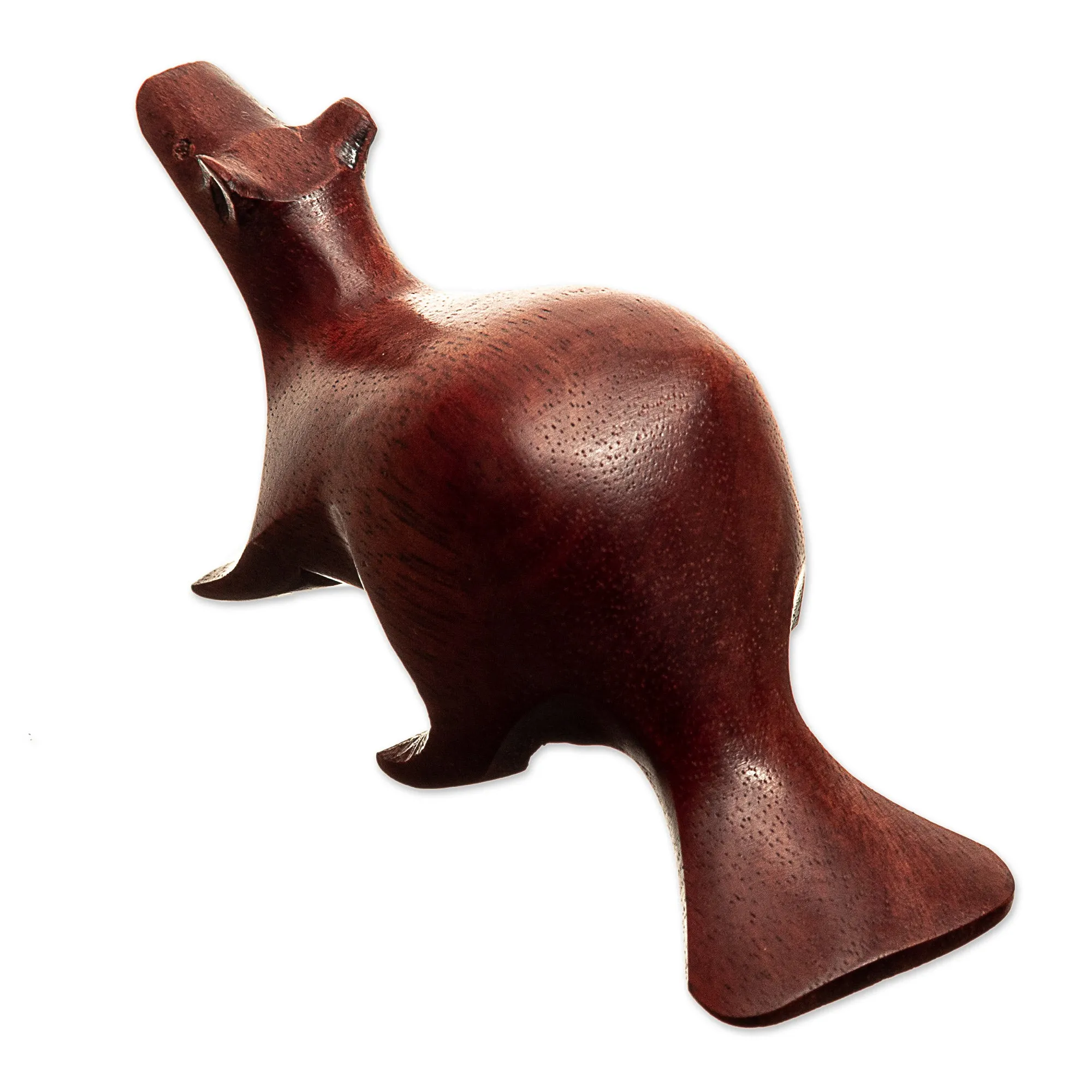 Otter Mini Figurine Hand-Carved in Palo Sangre Wood - Playful Otter | NOVICA