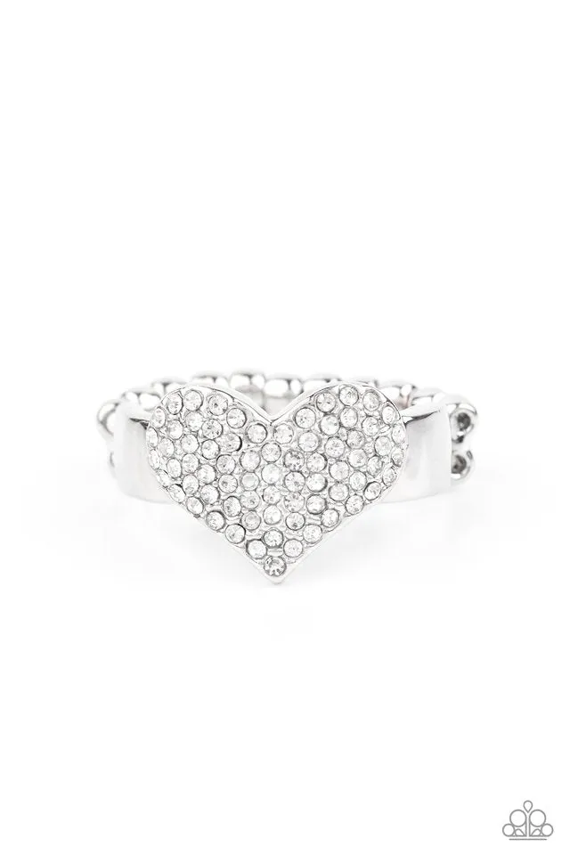Paparazzi Ring ~ Heart of BLING - White