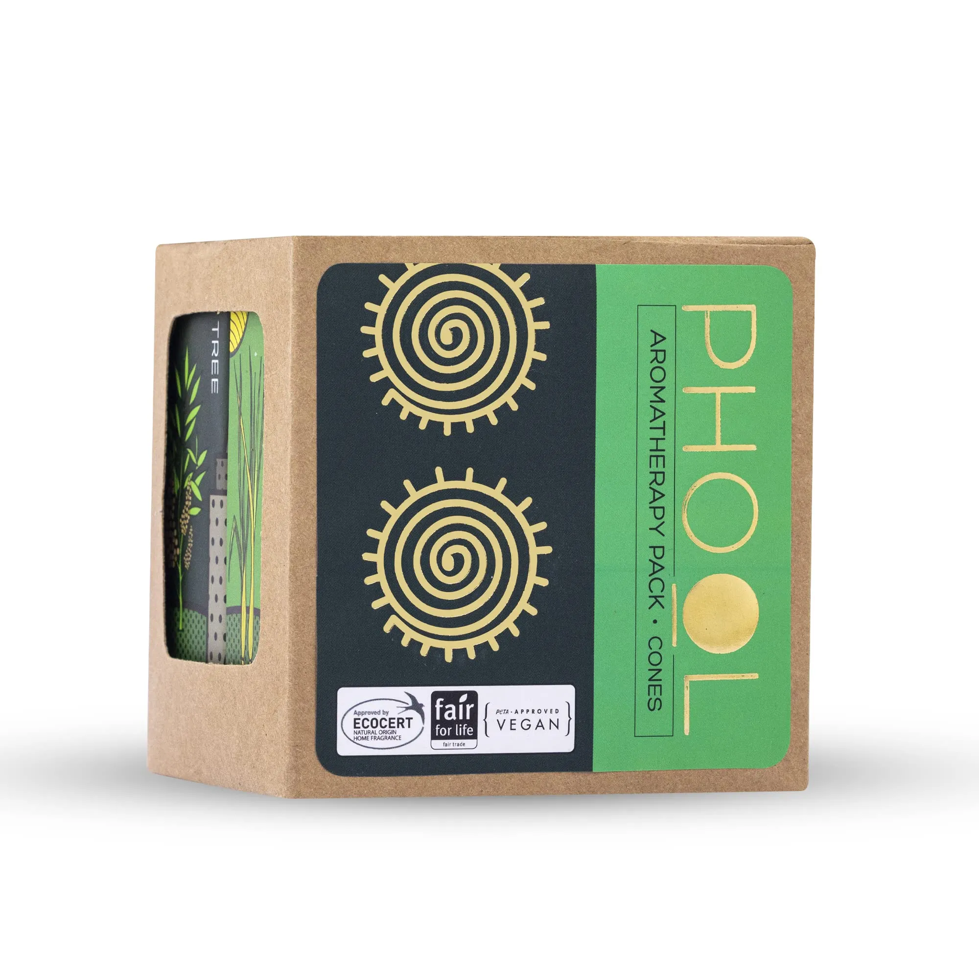 PHOOL LUXURY INCENSE Pack Of 2 Natural Incense Cones, Aromatherapy Pack 80 Organic Dhoop For Aromatherapy |Tea Tree And Lemongrass 2 Free Ceramic Holder | Dhoopbatti |100% Organic (500 Gms)