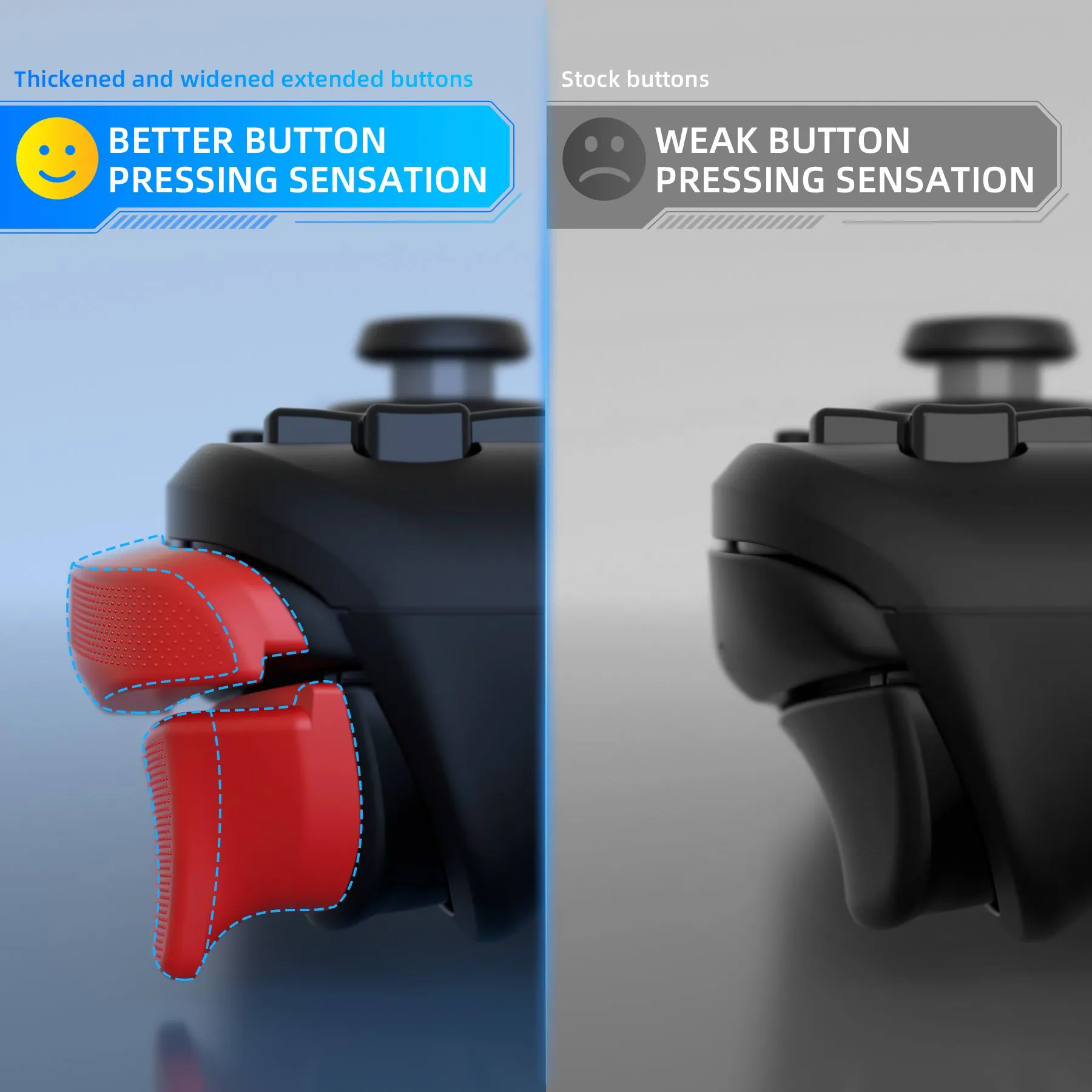 PlayVital LR INCREASER Shoulder Buttons Trigger Enhancement Set for Steam Deck, Natural Grip Added Height and Width Buttons for Steam Deck LCD, L1R1L2R2 Extender for Steam Deck OLED - Passion Red - DJMSDJ004
