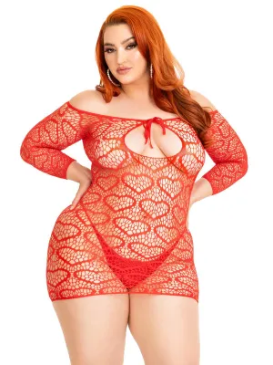 Plus Size Modern Love Plus Heart Net Dress