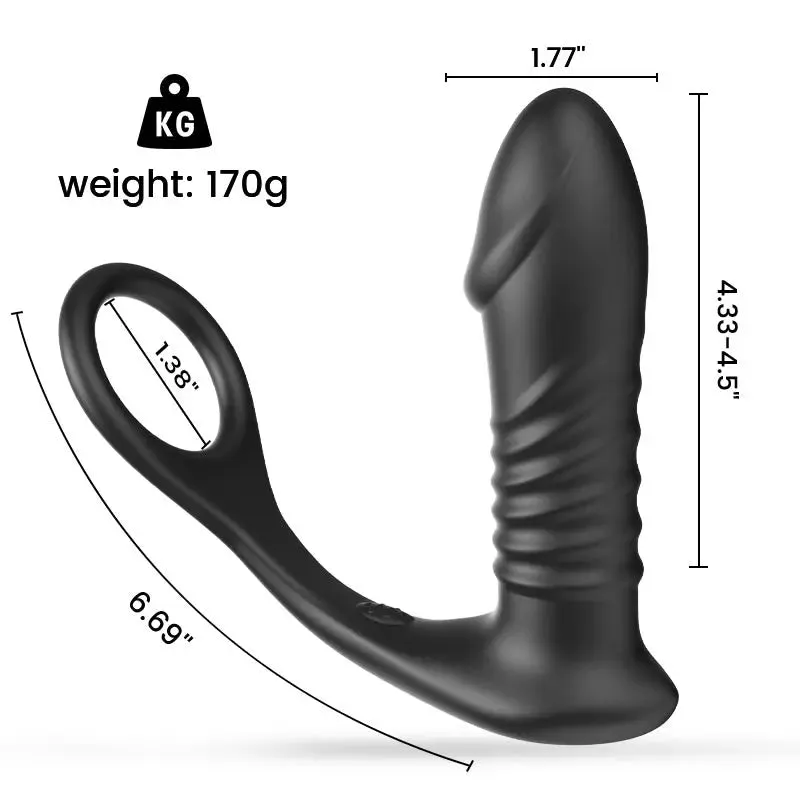 Quusvik Vibrating Cock Ring with Anal Vibrator & Remote - Prostate Massager