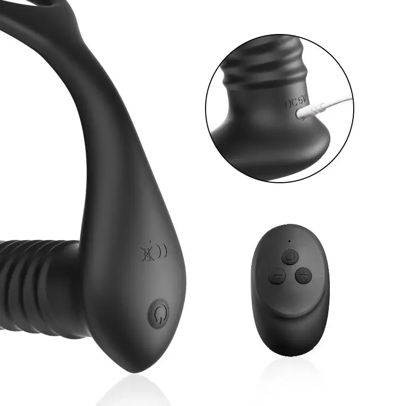 Quusvik Vibrating Cock Ring with Anal Vibrator & Remote - Prostate Massager