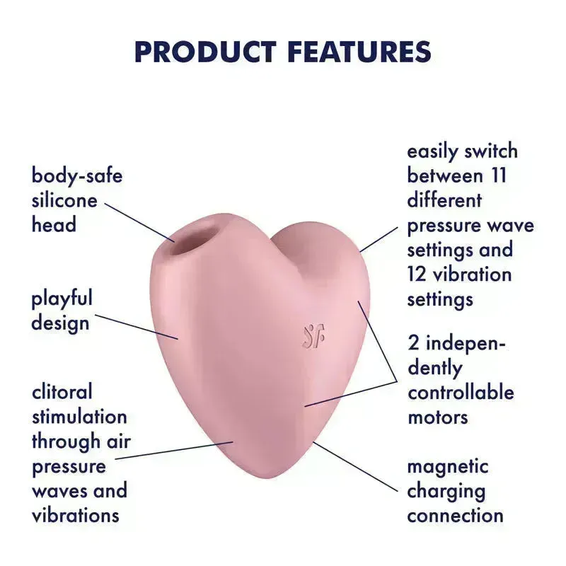 Satisfyer Cutie Heart - Light  - Light  USB Rechargeable Air Pulsation Stimulator with Vibration