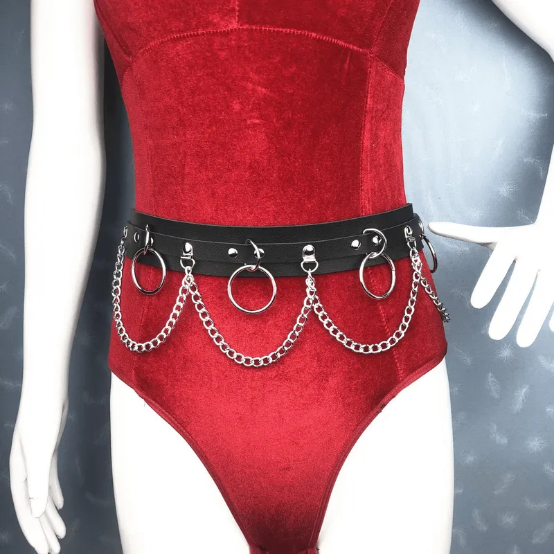 Sexy Women's Belt with Rings and Chains / Fashion Body Accessories