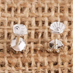 Sterling Silver Shell Motif Post Earrings - Scallop Shell | NOVICA