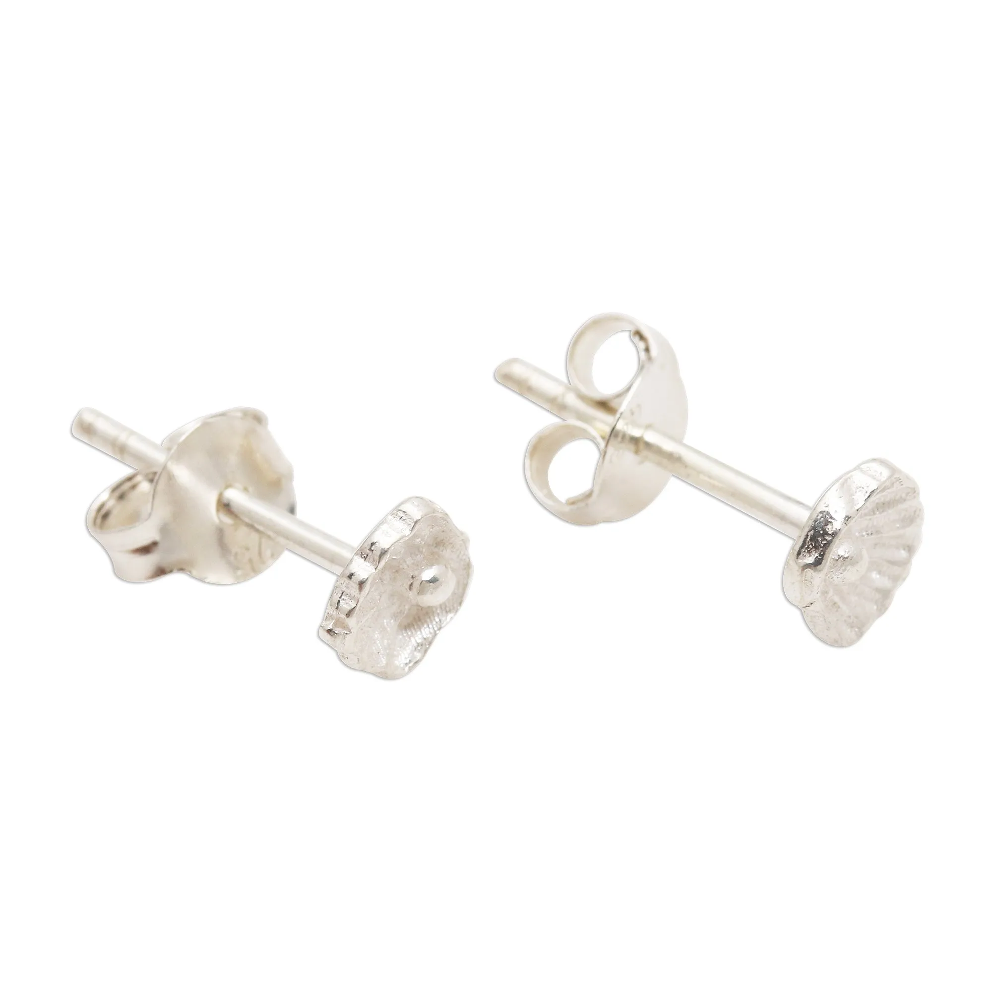 Sterling Silver Shell Motif Post Earrings - Scallop Shell | NOVICA
