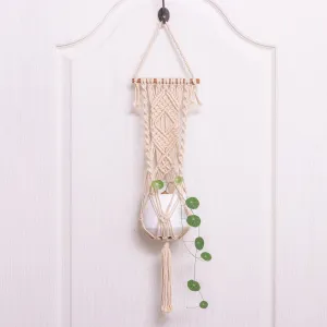 Thai Artisan Crafted Cotton Macrame Indoor Flower Pot Hanger - Bountiful Harmony | NOVICA