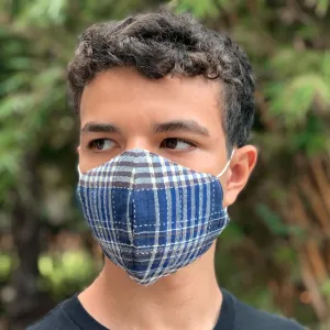 Three Handcrafted Thai Face Masks-1 Hemp and 2 Blue Cotton - Spirit of the Sea | NOVICA