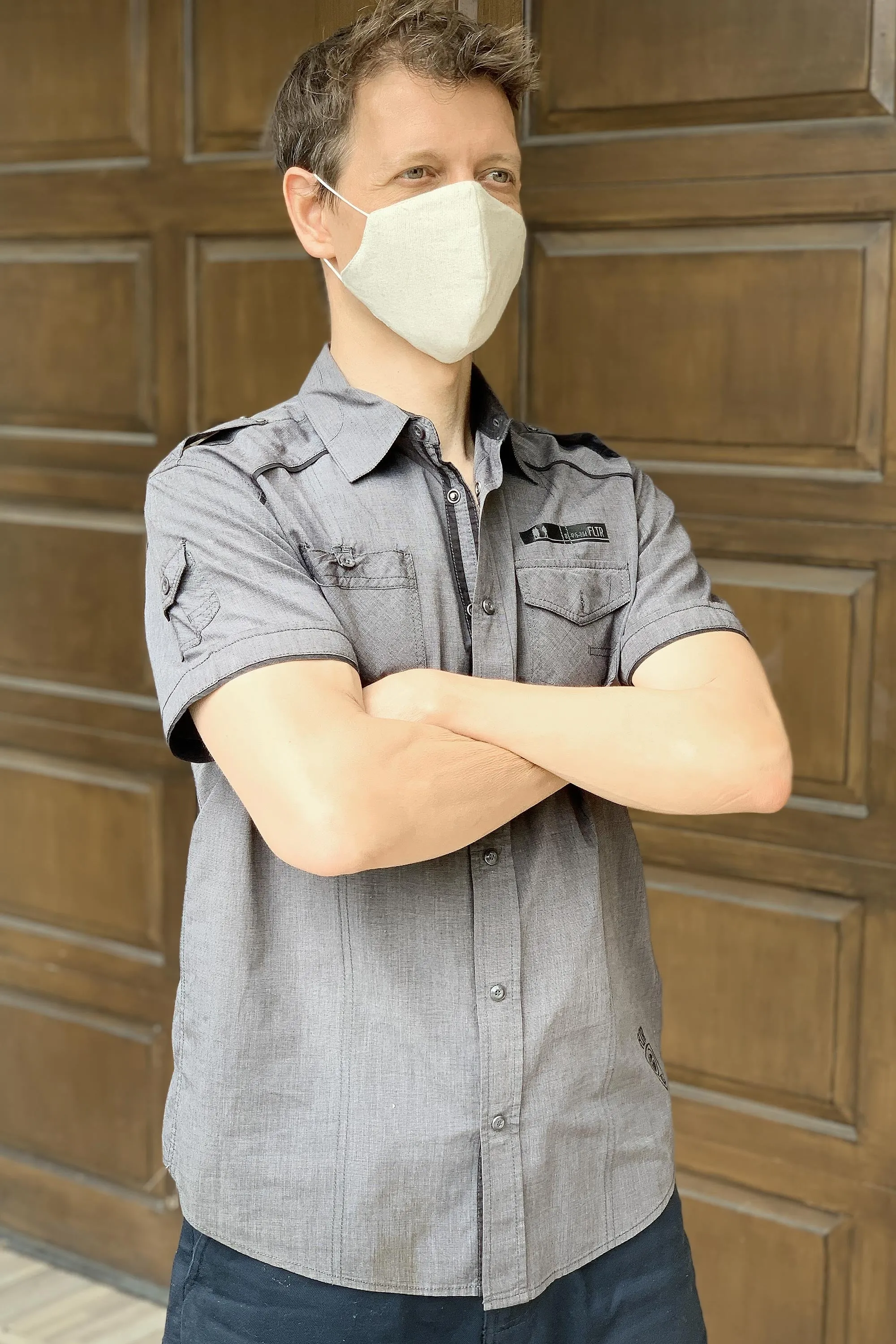 Three Handcrafted Thai Face Masks-1 Hemp and 2 Blue Cotton - Spirit of the Sea | NOVICA