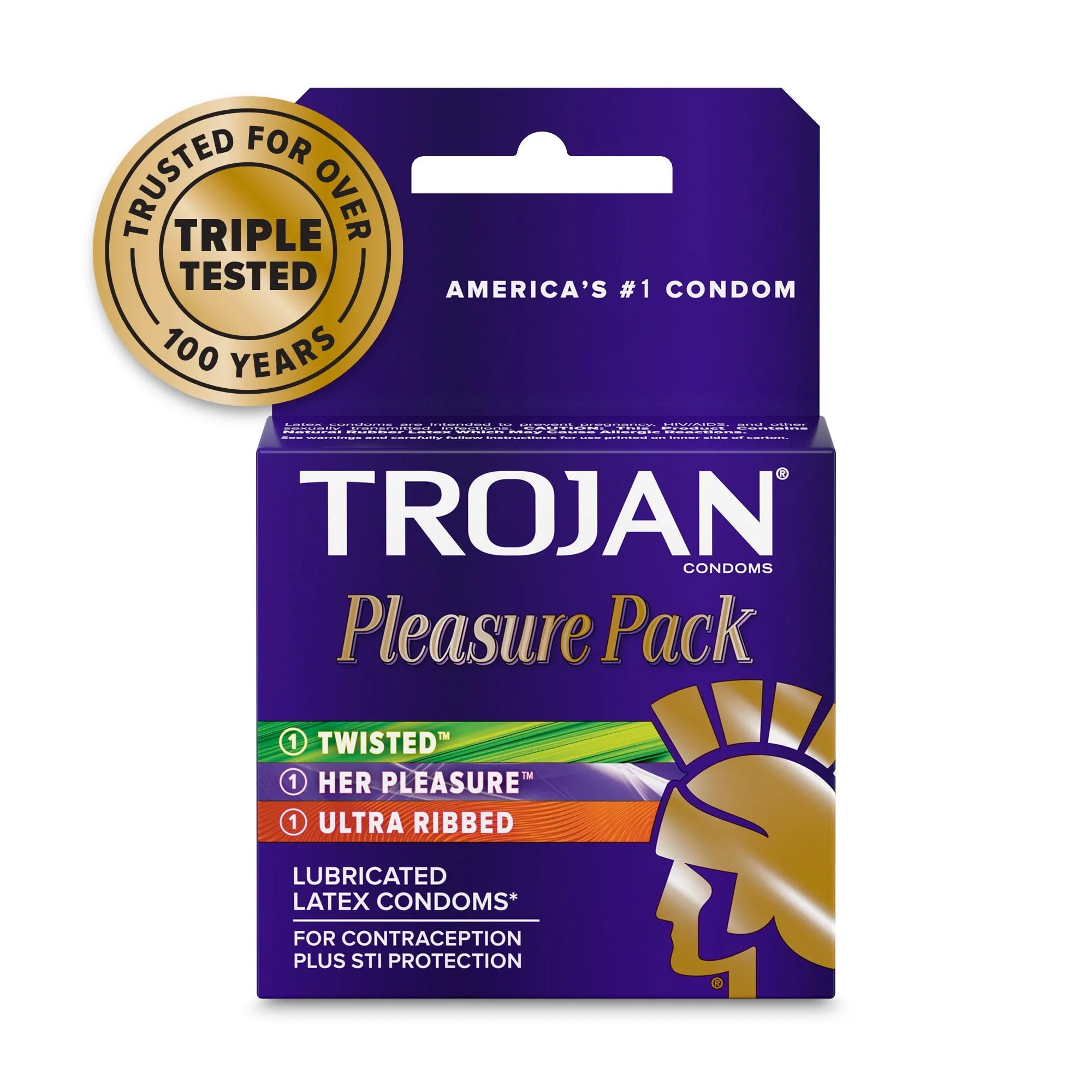 TROJAN Pleasure Variety Pack Lubricated Condoms, 12 Count, 1 Pack