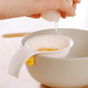 White Mini Egg Yolk Separator With Silicone Holder