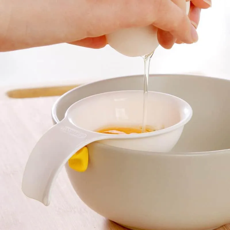 White Mini Egg Yolk Separator With Silicone Holder