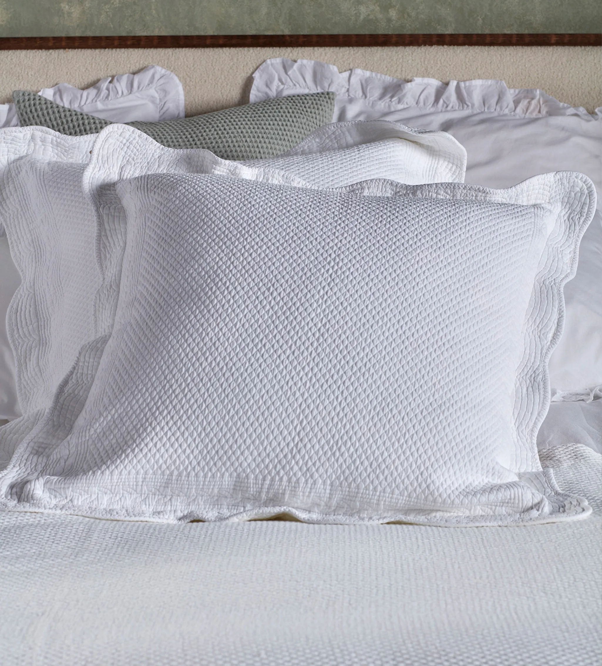 White Verity 100% Cotton Cushion Cover and Bedspread