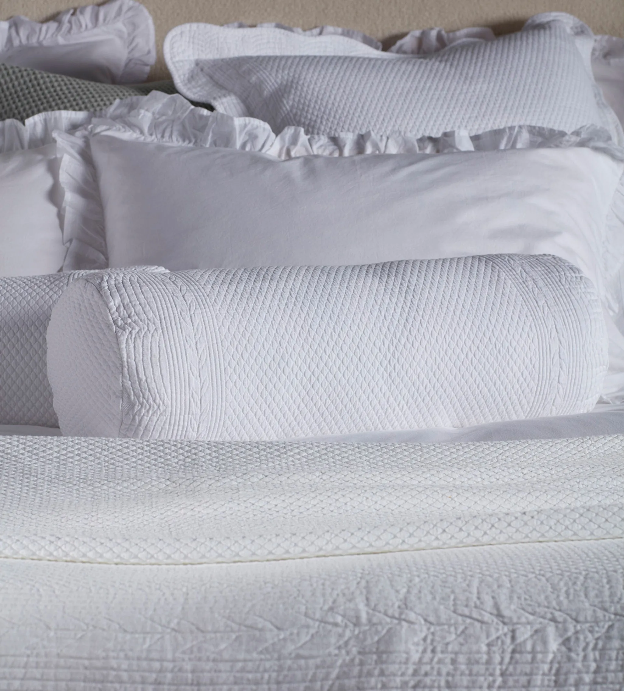 White Verity 100% Cotton Cushion Cover and Bedspread