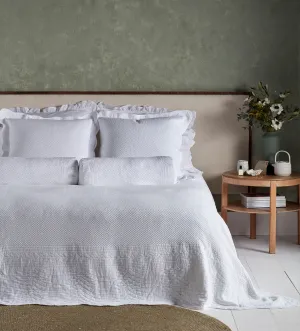 White Verity 100% Cotton Cushion Cover and Bedspread