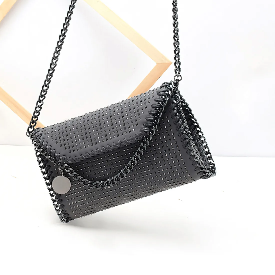 Women's Single Shoulder Clatch-Bag with Chain / Punk Rivets Handbag