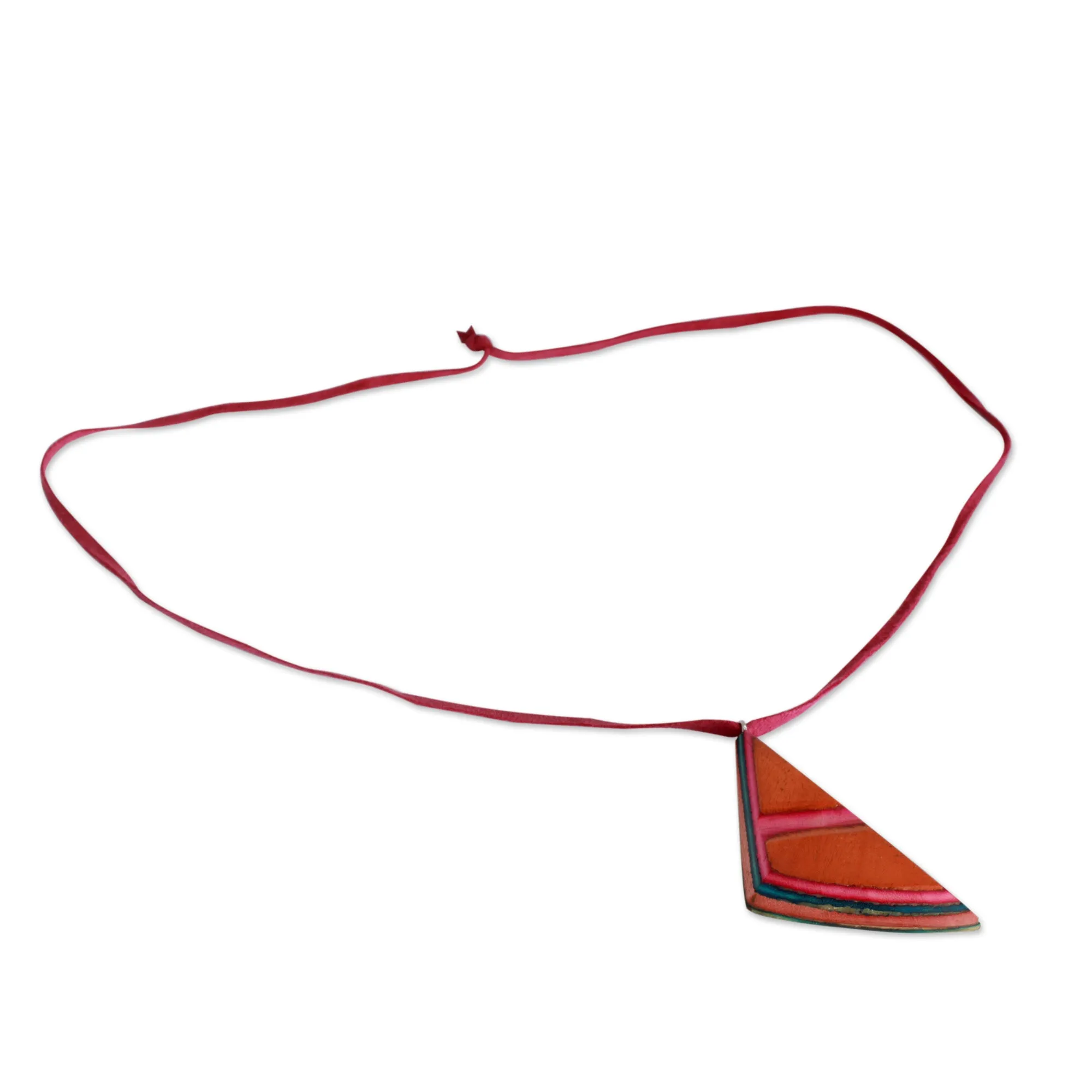 Wood and Leather Necklace Handcrafted Modern Jewelry  - Modernity