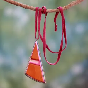 Wood and Leather Necklace Handcrafted Modern Jewelry  - Modernity